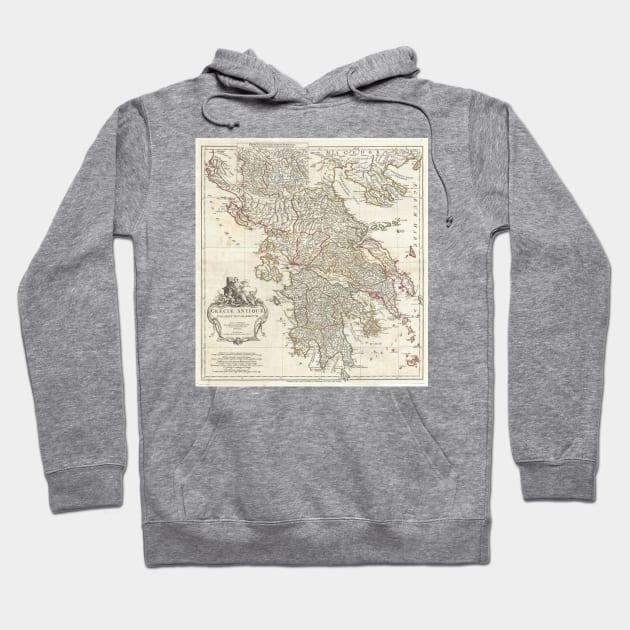 Vintage Map of Greece (1794) Hoodie by Bravuramedia